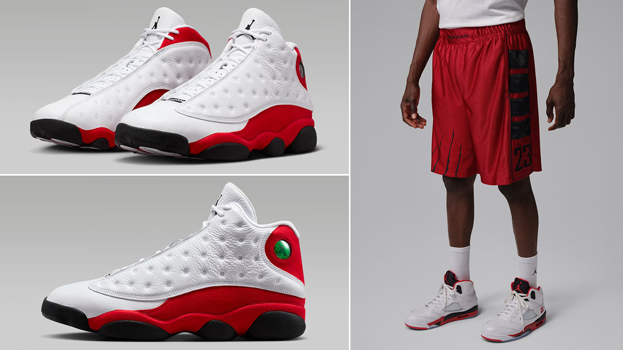 Air Jordan 13 True Red Chicago Cherry 2026 x Jordan Brooklyn Cat Scratch Mens Red Shorts