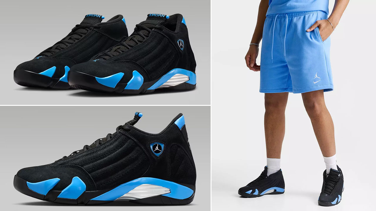 Air Jordan 14 University Blue 2026 x Jordan Brooklyn Swoosh Logo Mens Fleece Shorts to Match Sneakers