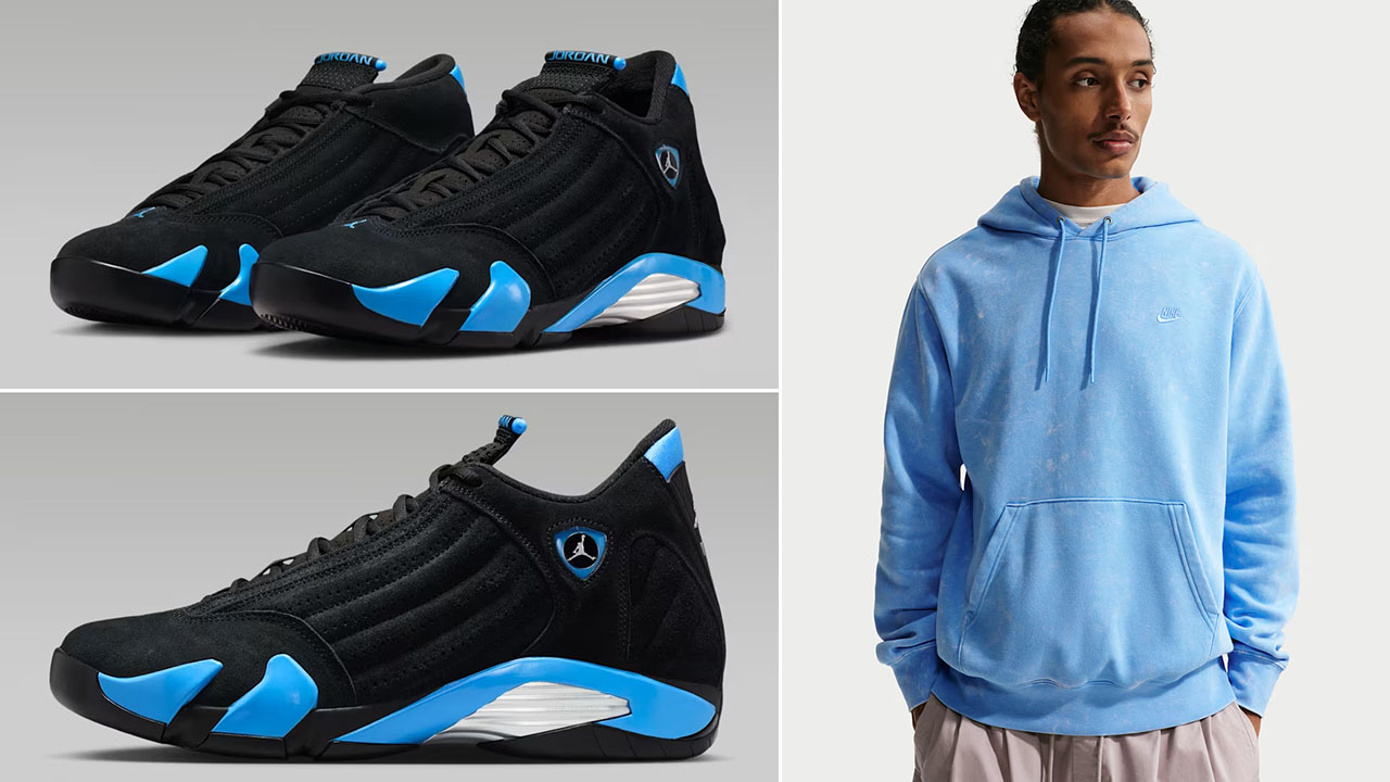 Air Jordan 14 University Blue 2026 x Nike Club Fleece Hoodie