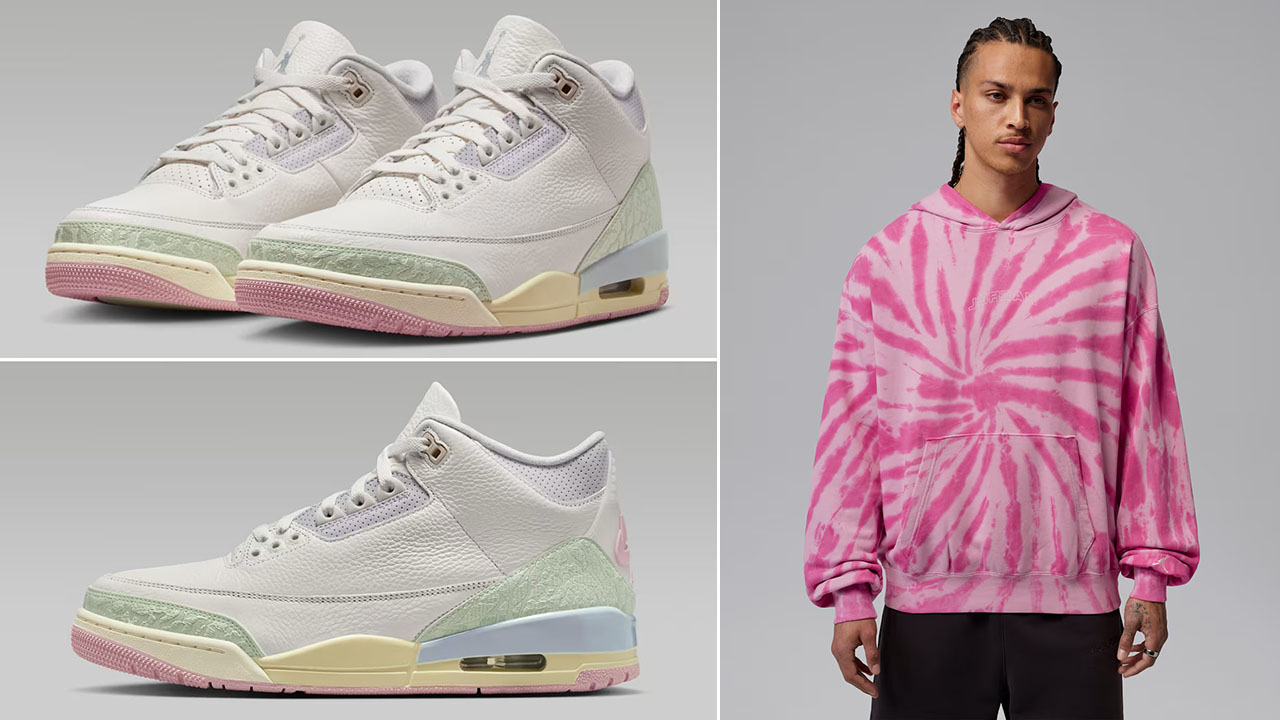 Air Jordan 3 Spring is in the Air x Jordan Brooklyn Fleece Mens Tie Dye Festival Hoodie