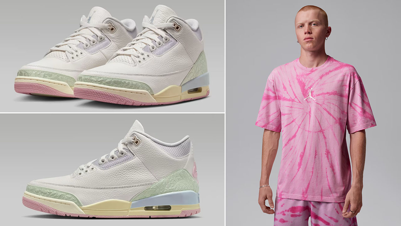 Air Jordan 3 Spring is in the Air x Jordan Brooklyn Men's Tie-Dye Festival T-Shirt Iced Carmine