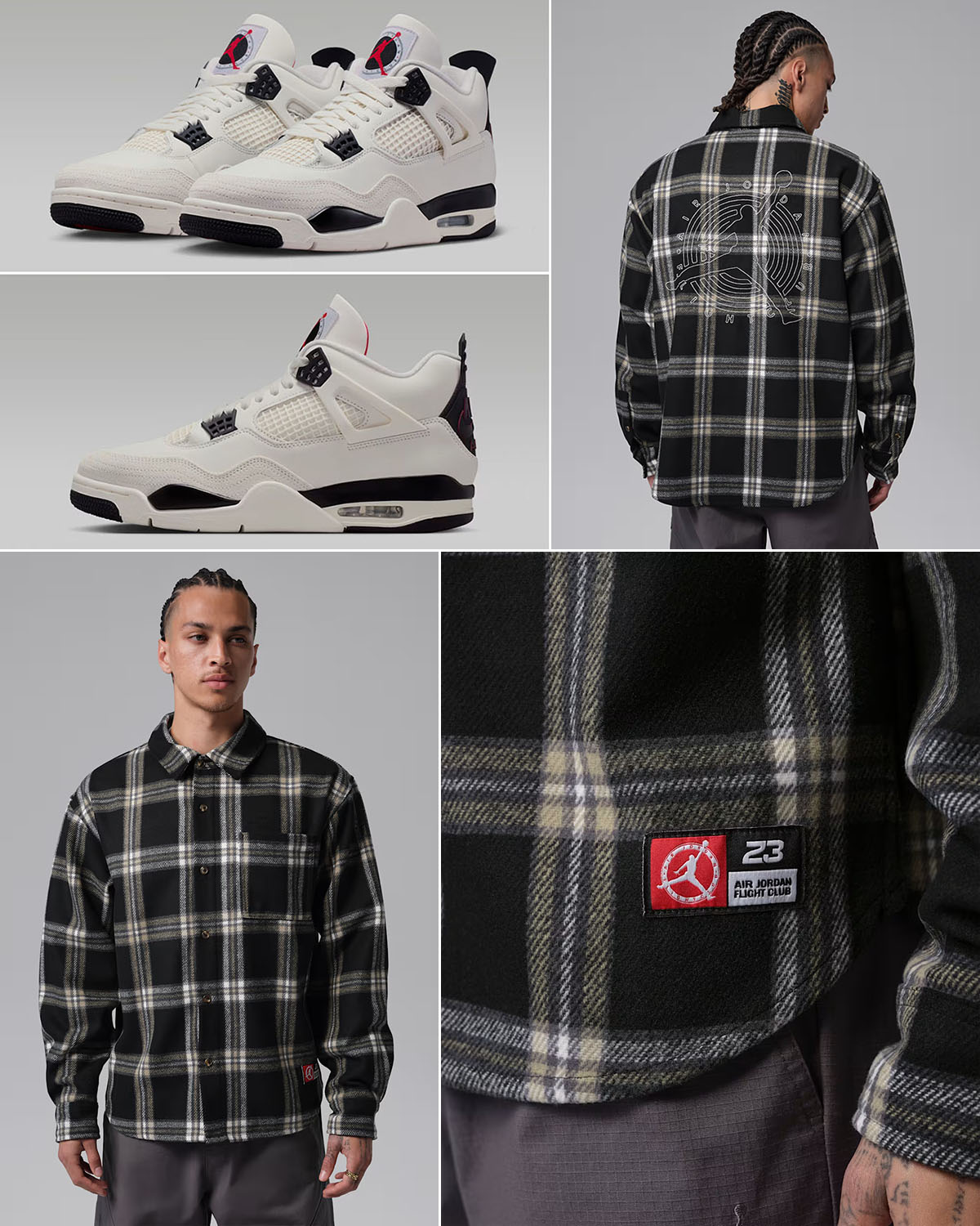 Air Jordan 4 Flight Club x Jordan Flight Club Men's Flannel Shirt Outfit to Match Sneakers