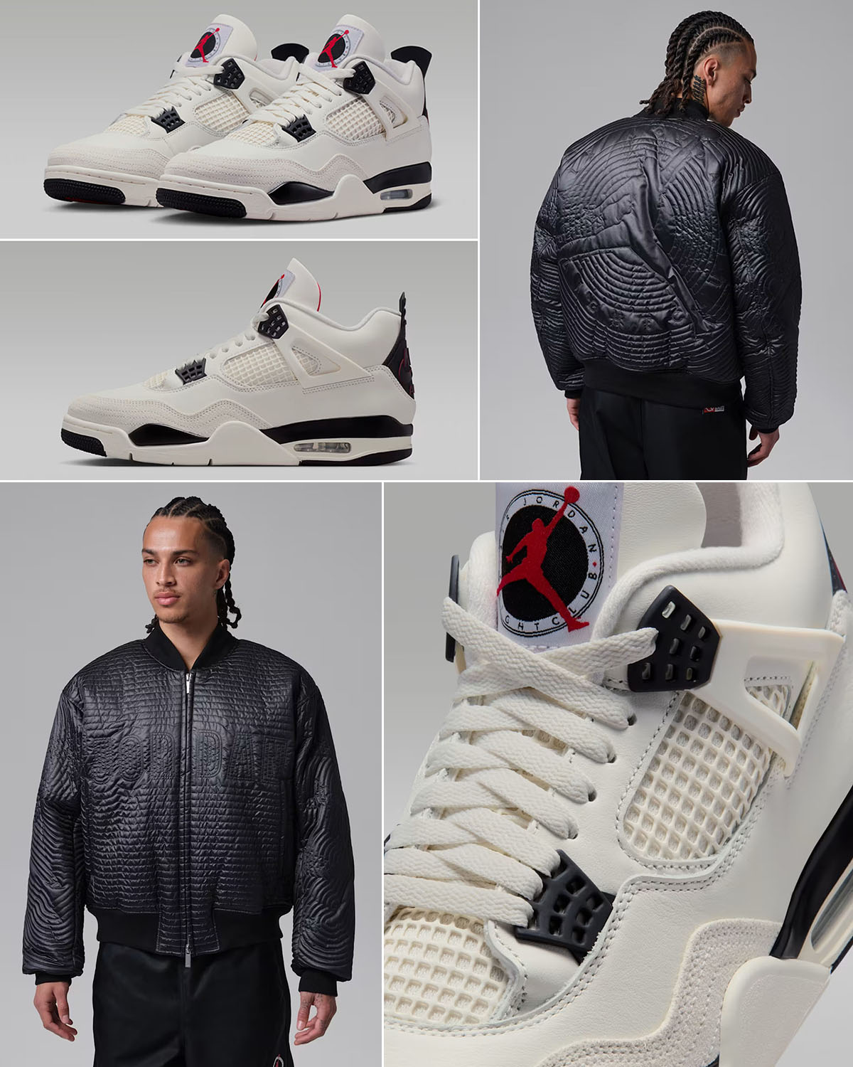 Air Jordan 4 Flight Club x Jordan Flight Club Men's Nylon Varsity Jacket Outfit to Match Sneakers