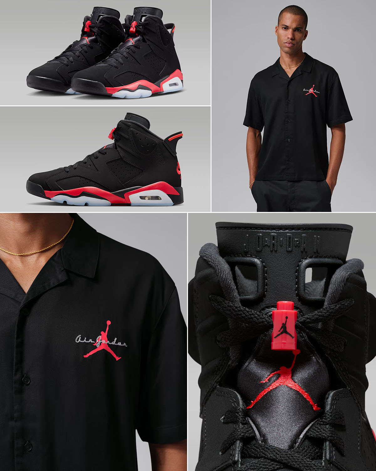 Air Jordan 6 Reverse Infrared Salesman x Jordan Brooklyn Mens Bowling Shirt Black Infrared Outfit to Match Sneakers