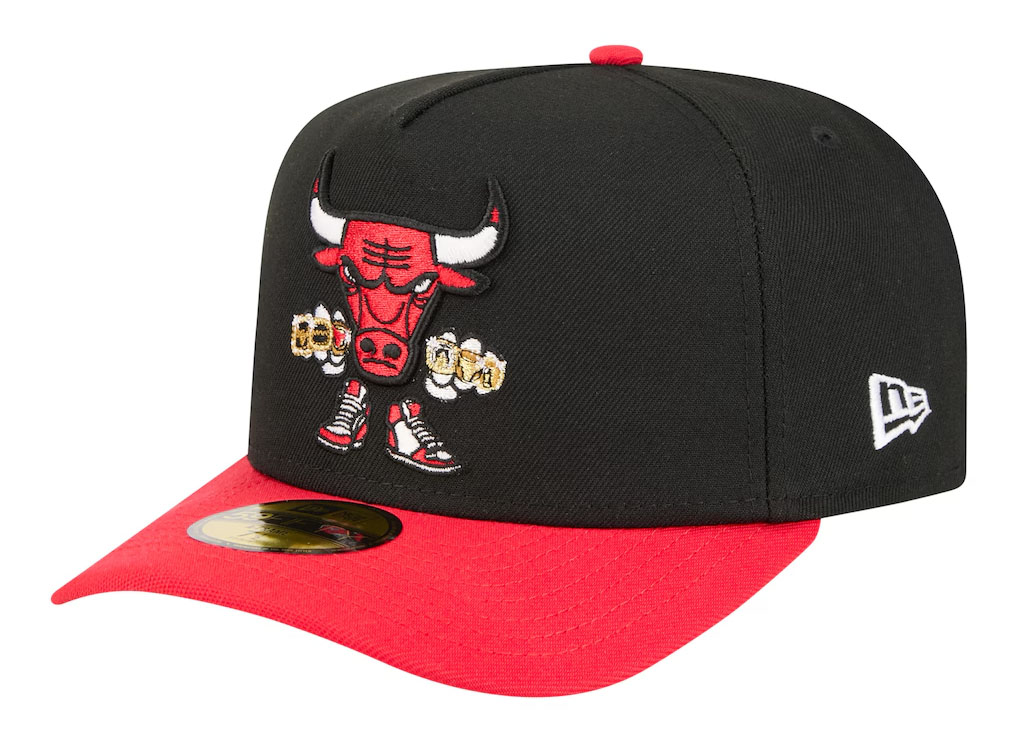 Chicago Bulls New Era Injection Cartoon Logo A-Frame 59FIFTY Fitted Hat Black Red