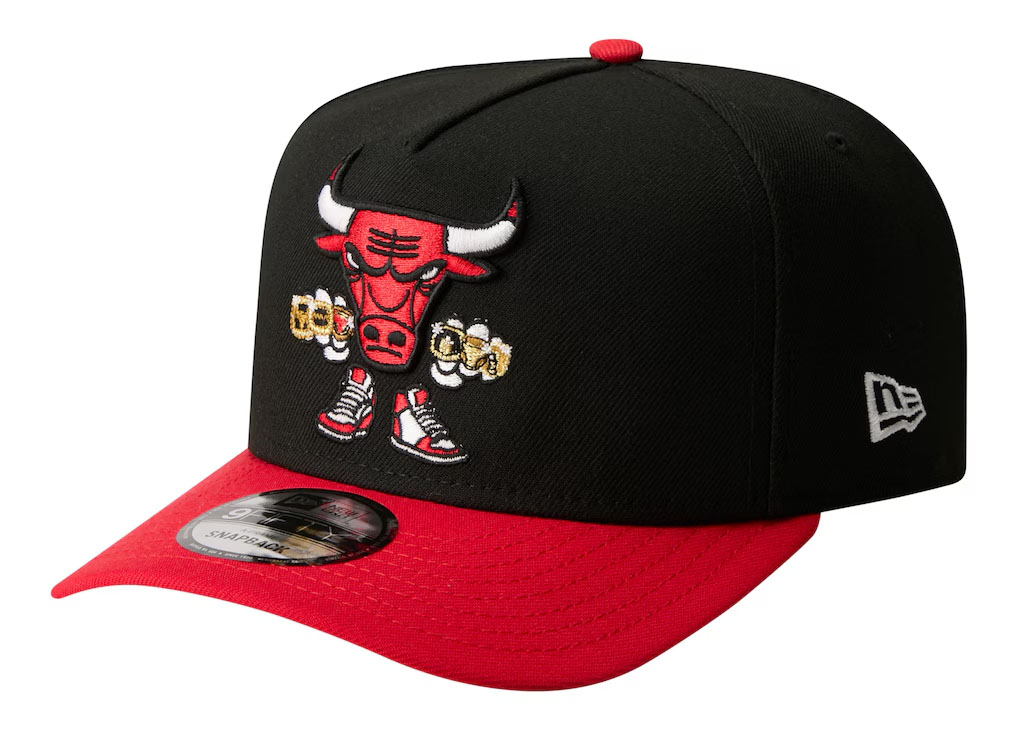 Chicago Bulls New Era Injection Cartoon Logo A-Frame 9FIFTY Adjustable Hat Black