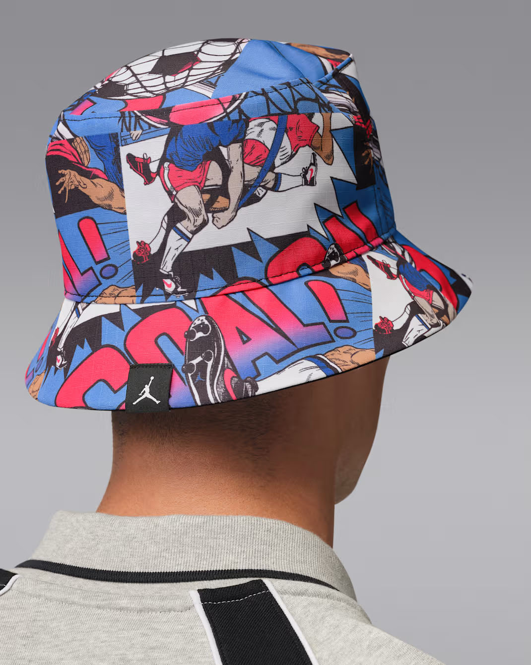 Jordan Apex Soccer Cartoon Print Reversible Bucket Hat University Blue Black 3