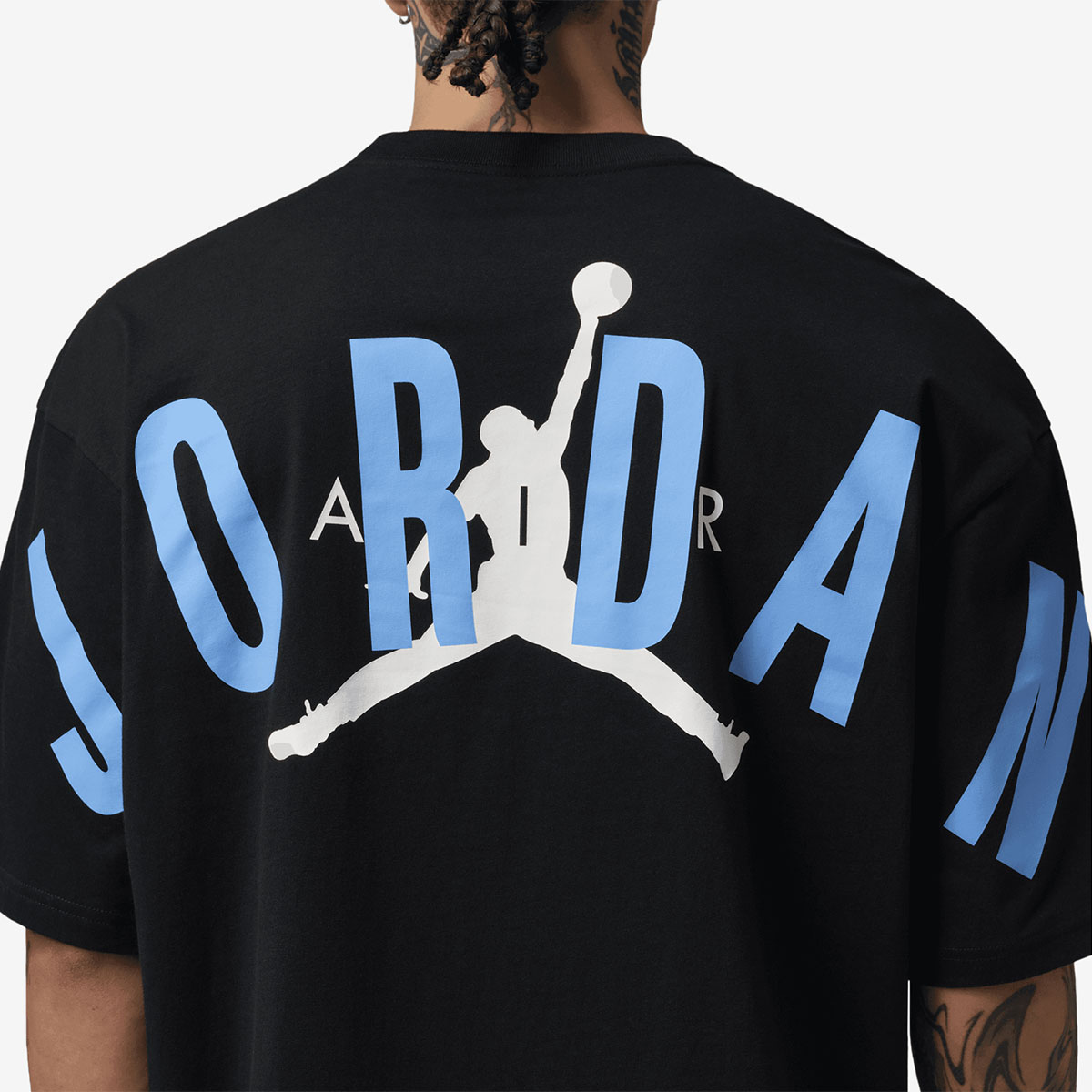 Jordan Back Stretch Oversized Mens T Shirt Black University Blue 4