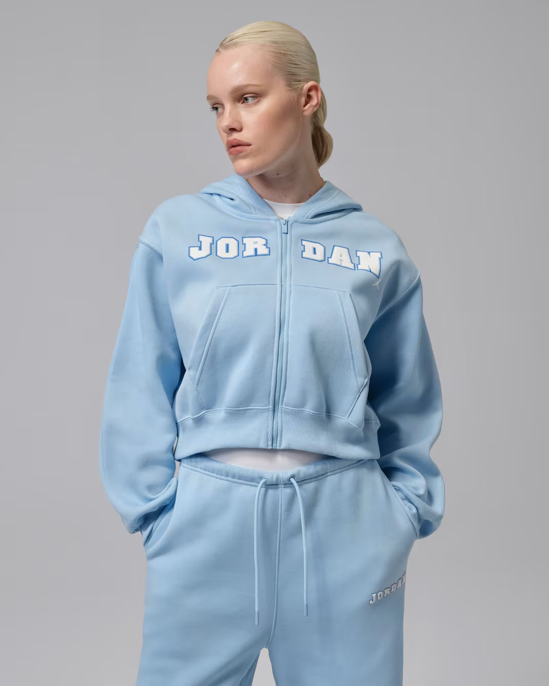 Jordan Brooklyn Fleece Women's Full-Zip Mod-Crop Hoodie Psychic Blue
