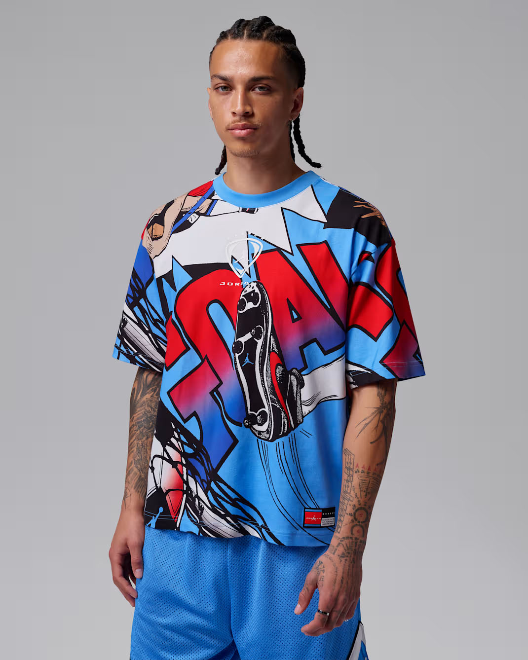 Jordan Brooklyn Men's Short-Sleeve Soccer Graphic T-Shirt University Blue 1