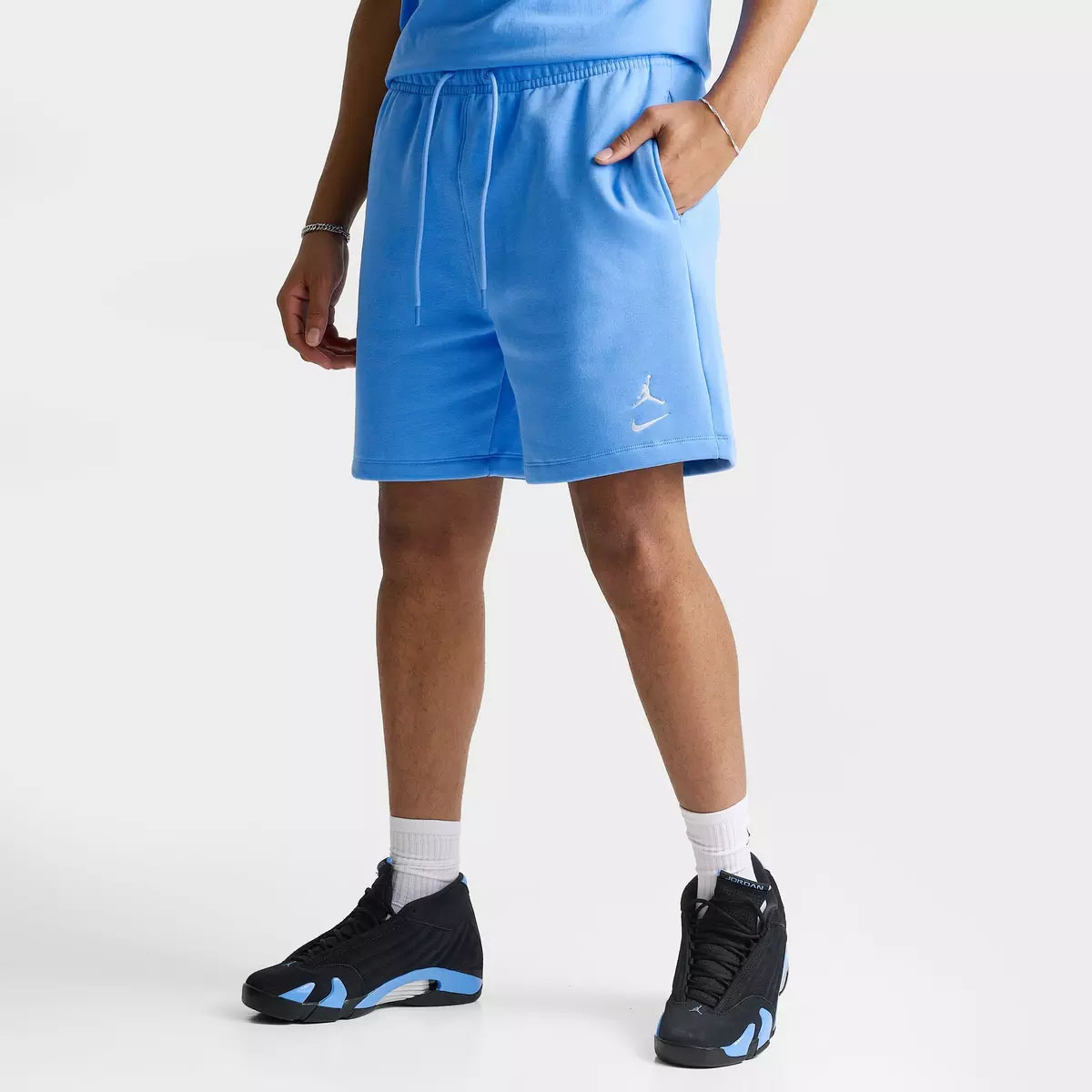 Jordan Brooklyn Swoosh Logo Mens Fleece Shorts University Blue 1