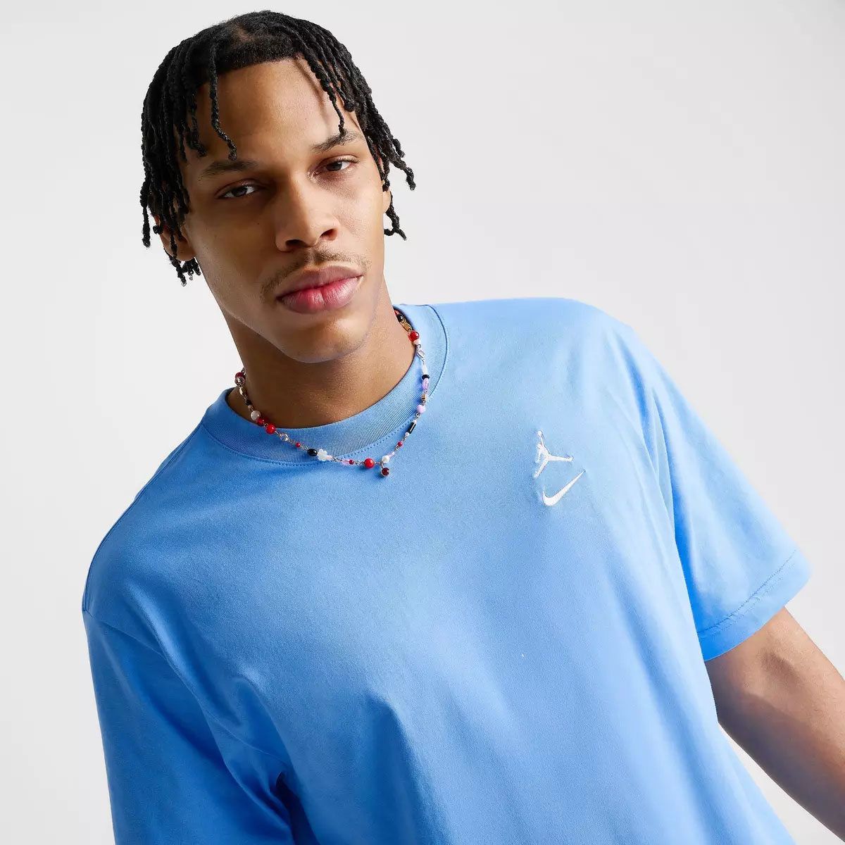 Jordan Brooklyn Swoosh Logo Mens T Shirt University Blue 2
