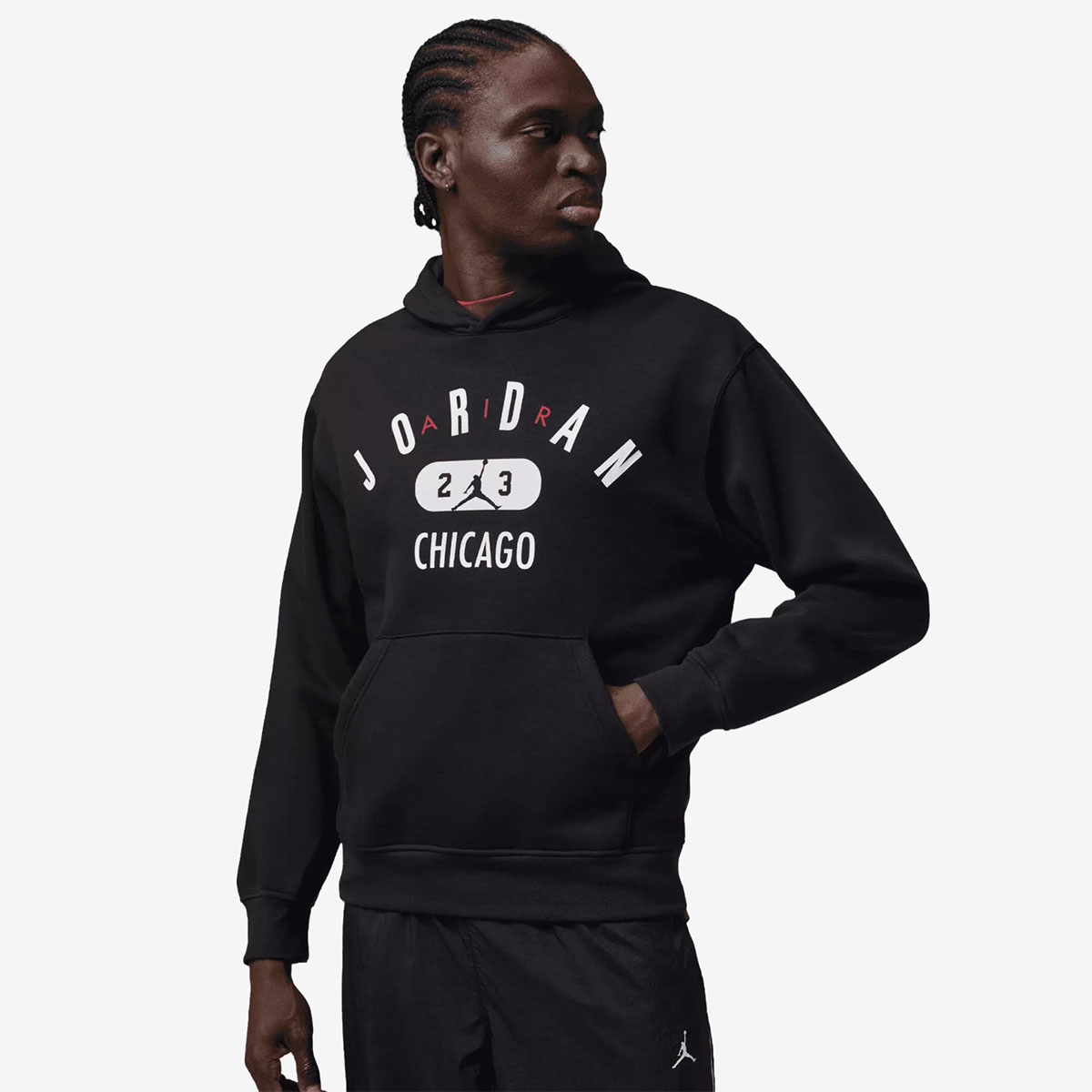Jordan Chicago City Mens Fleece Pullover Hoodie Black 1