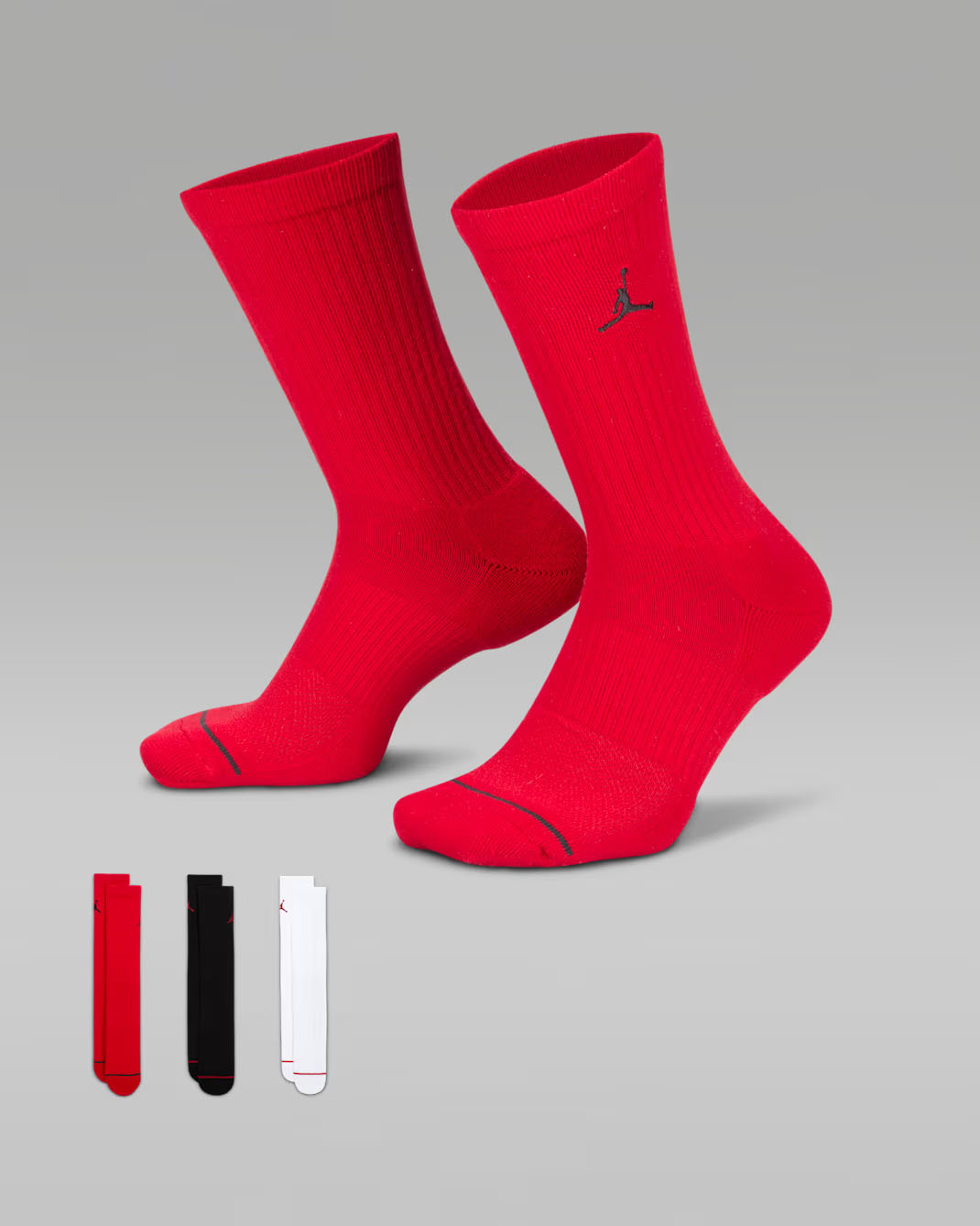 Jordan Everyday Crew Socks 3 Pairs Red Black White