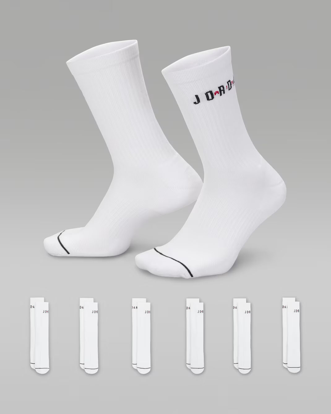 Jordan Everyday Crew Socks White Black Gym Red 1