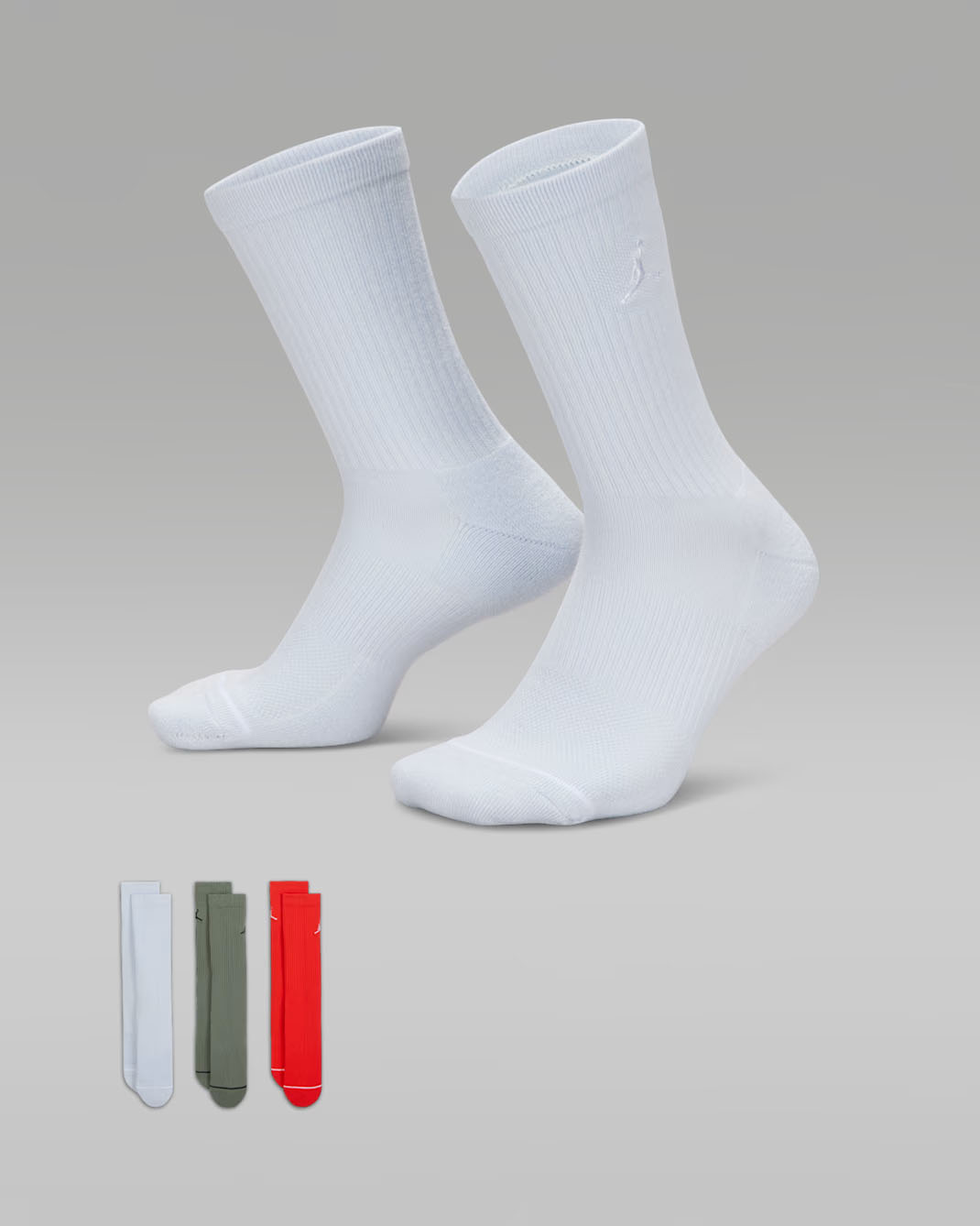 Jordan Everyday Cushioned Crew Socks 6 Pairs Aura Infrared Olive