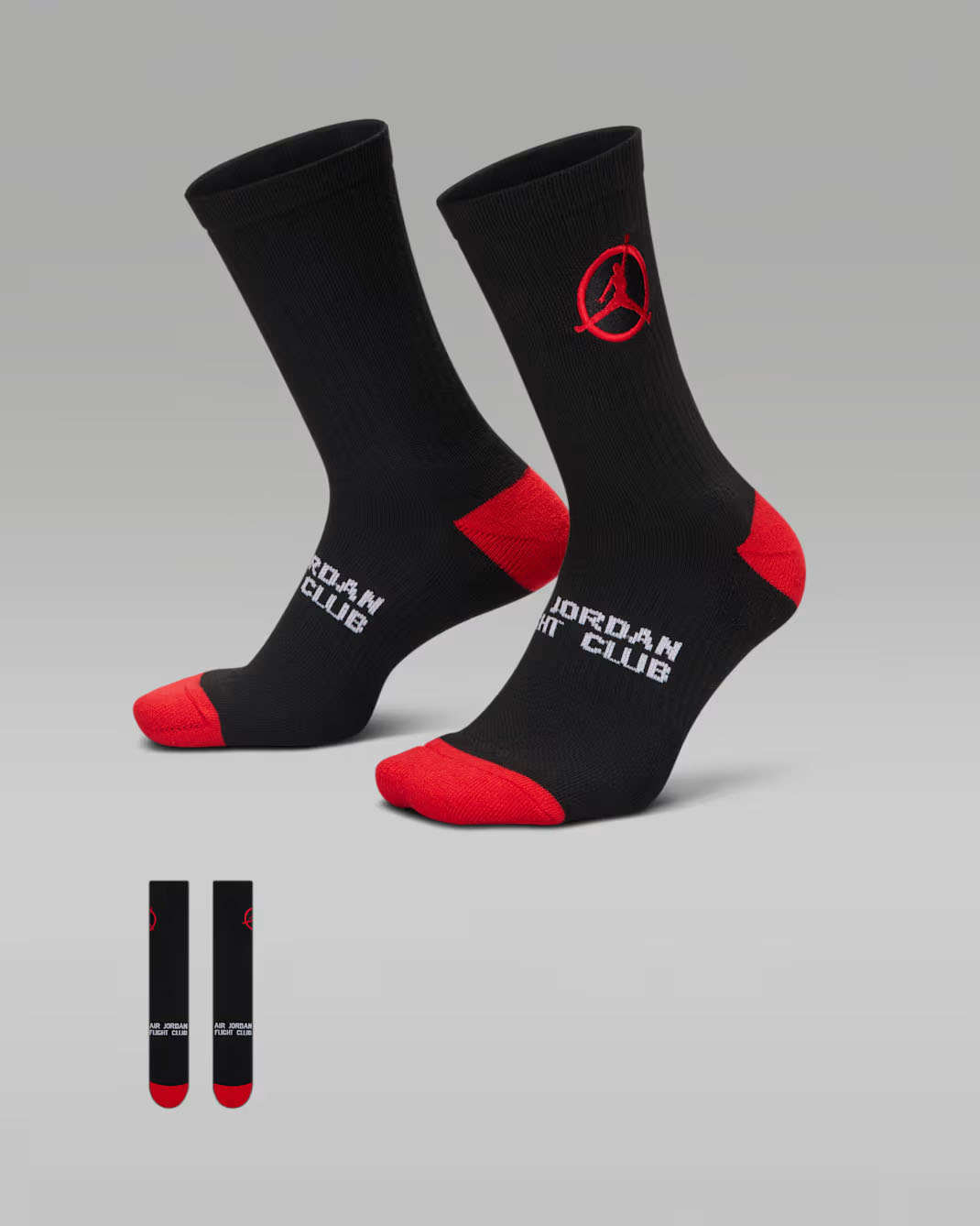 Jordan Flight Club Cushioned Crew Socks Black Red 1