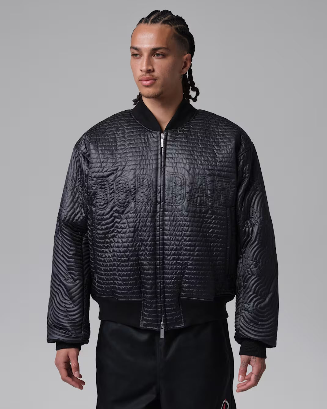 Jordan Flight Club Men's Nylon Varsity Jacket Black 1