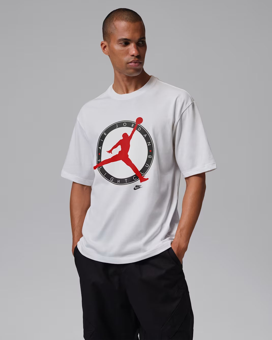 Jordan Flight Club Men's T-Shirt White University Red Black 1