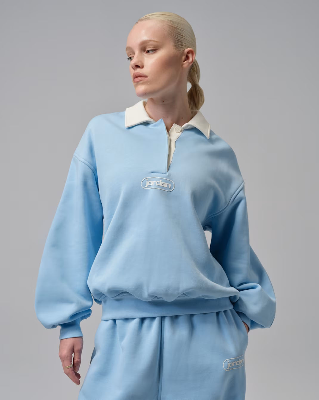 Jordan Flight Fleece Women's Rugby Top Psychic Blue Sail
