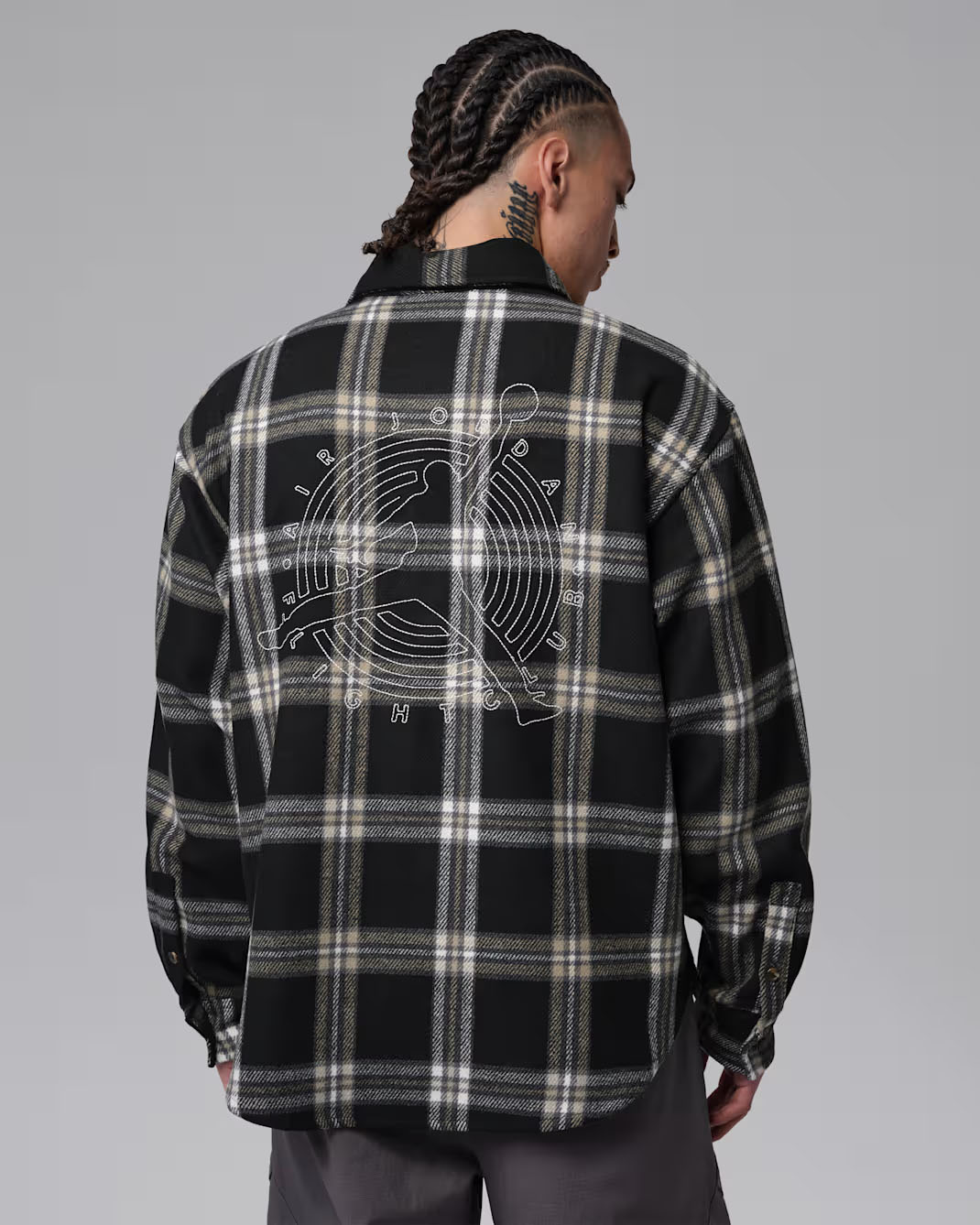 Jordan Flight Men's Flannel Shirt Black Pale Ivory 2