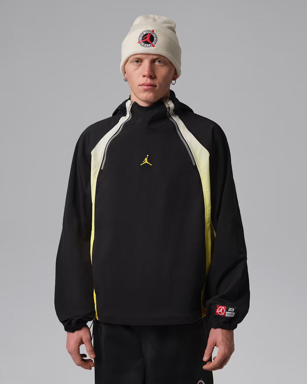 Jordan Flight Men's Lightweight Half-Zip Hoodie Black Speed Yellow 1