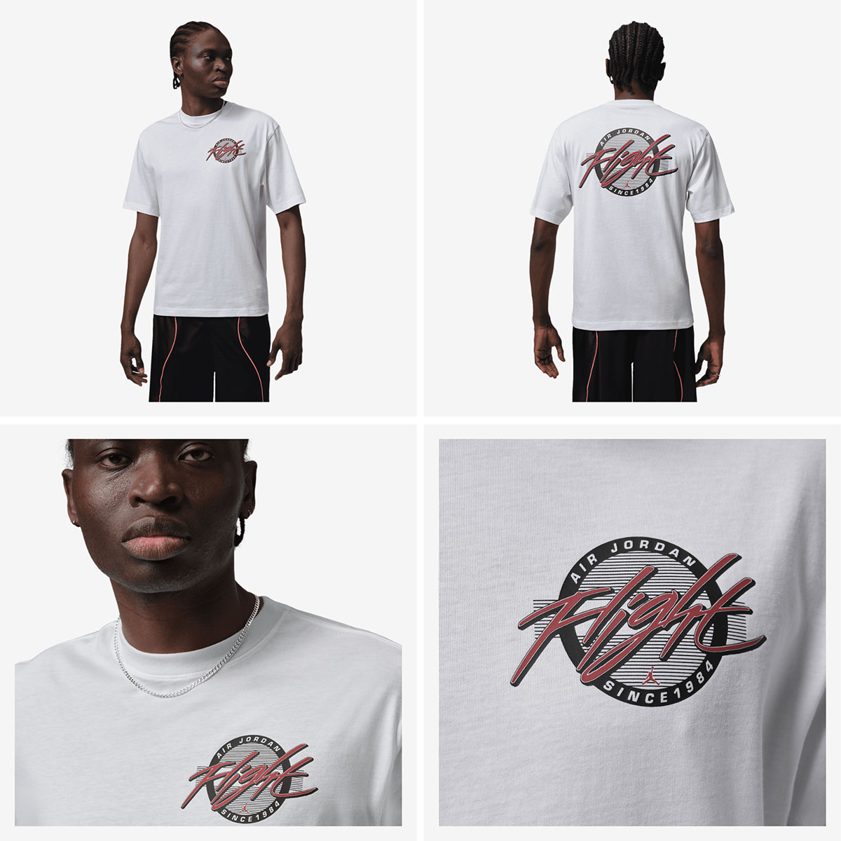 Jordan Flight Mens T Shirt White Black Red