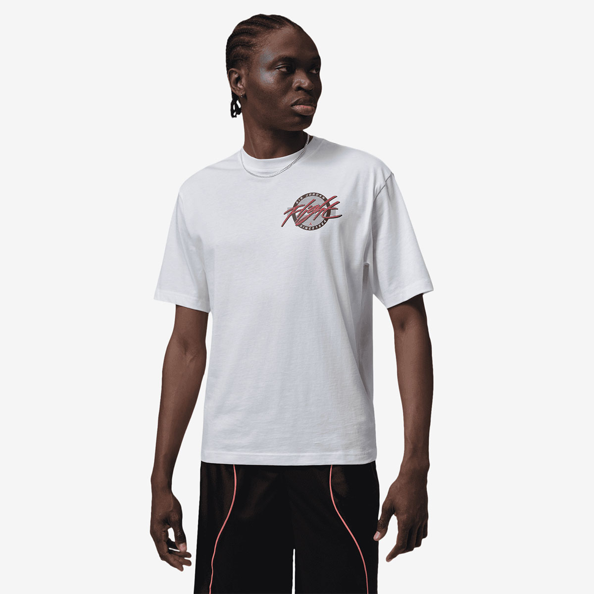 Jordan Flight Mens T Shirt White Red Black 1