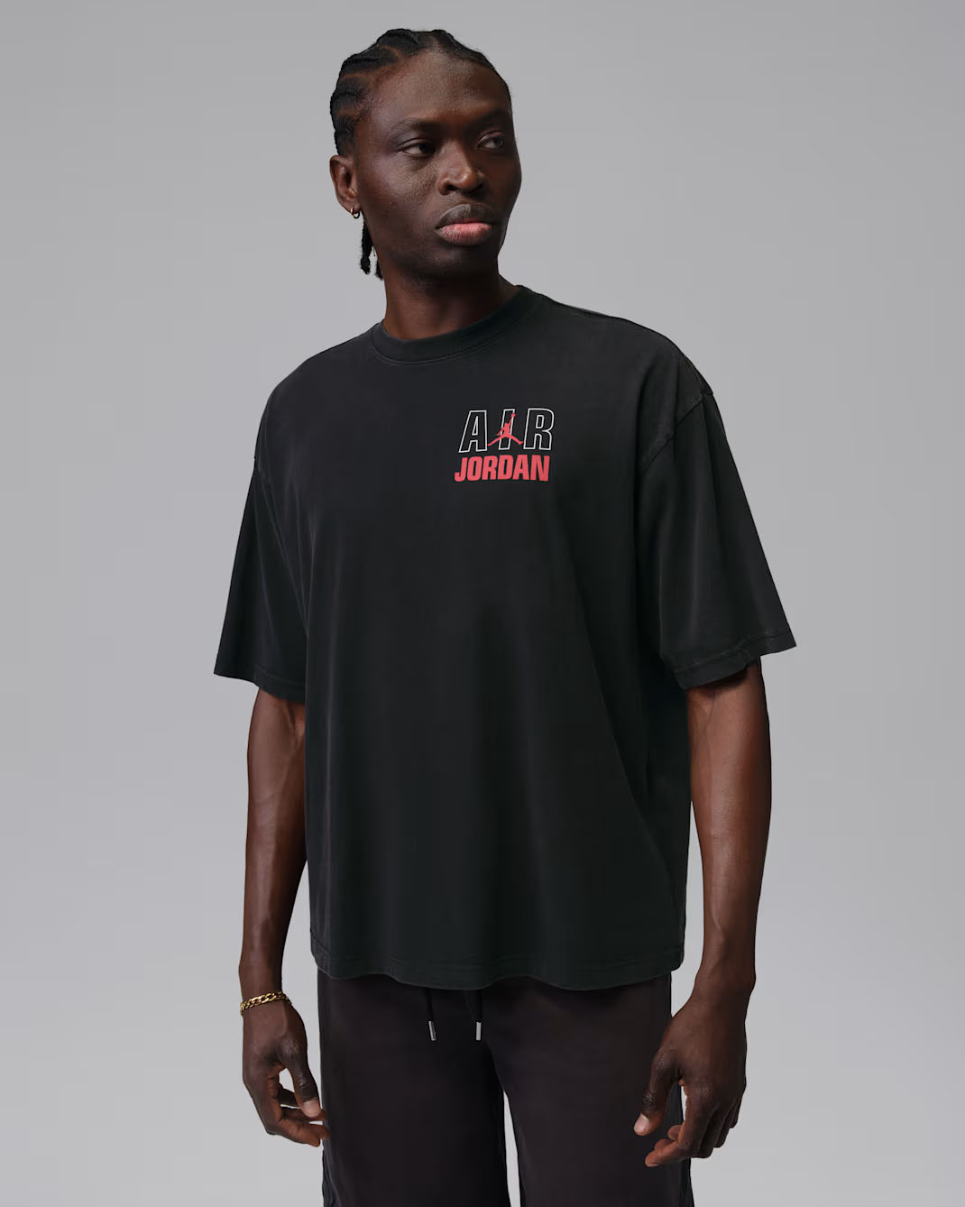 Jordan Flight Stats Men's T-Shirt Black University Red 1