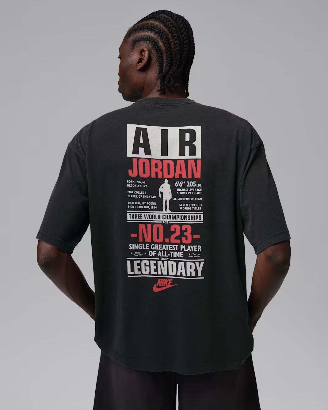 Jordan Flight Stats Men's T-Shirt Black University Red 2