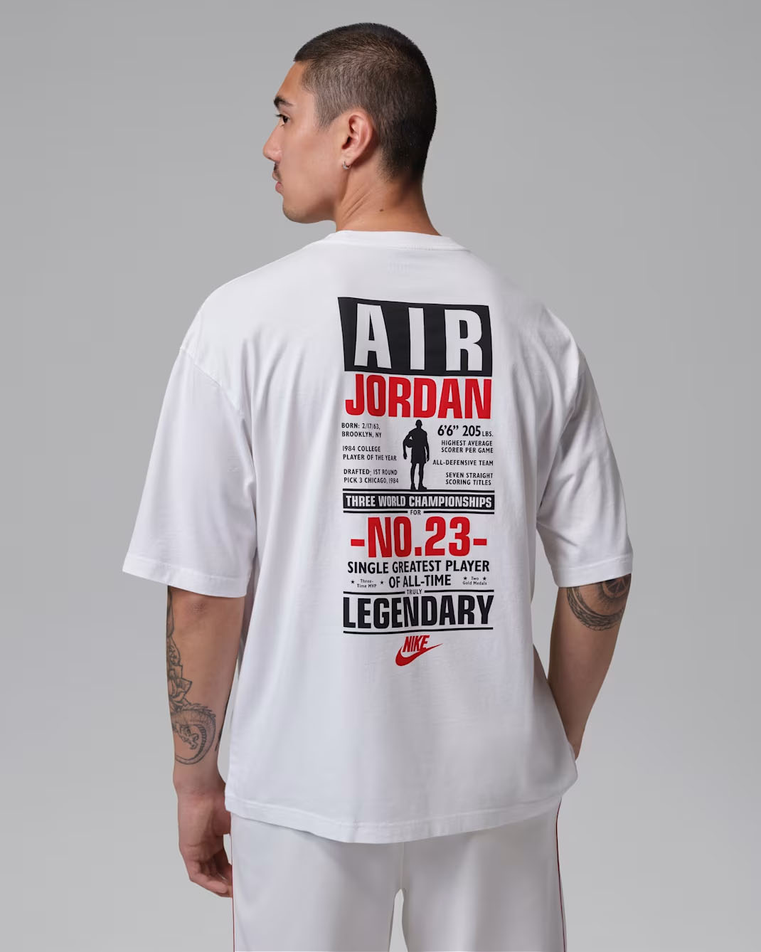 Jordan Flight Stats Men's T-Shirt White Black University Red 2