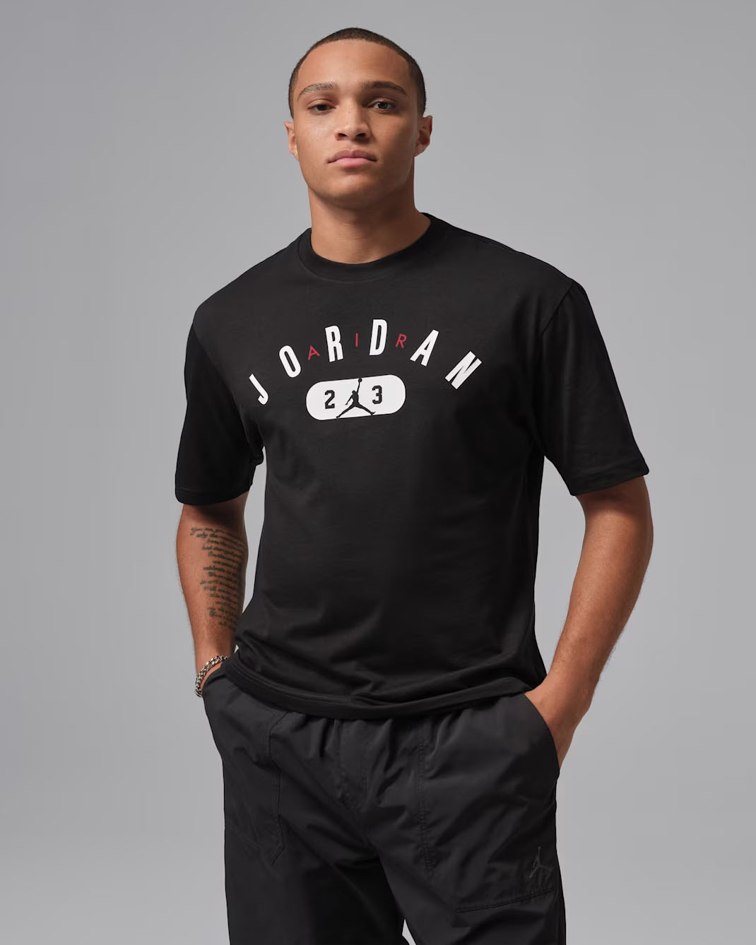 Jordan Men's Graphic T-Shirt Black White Gym Red 1