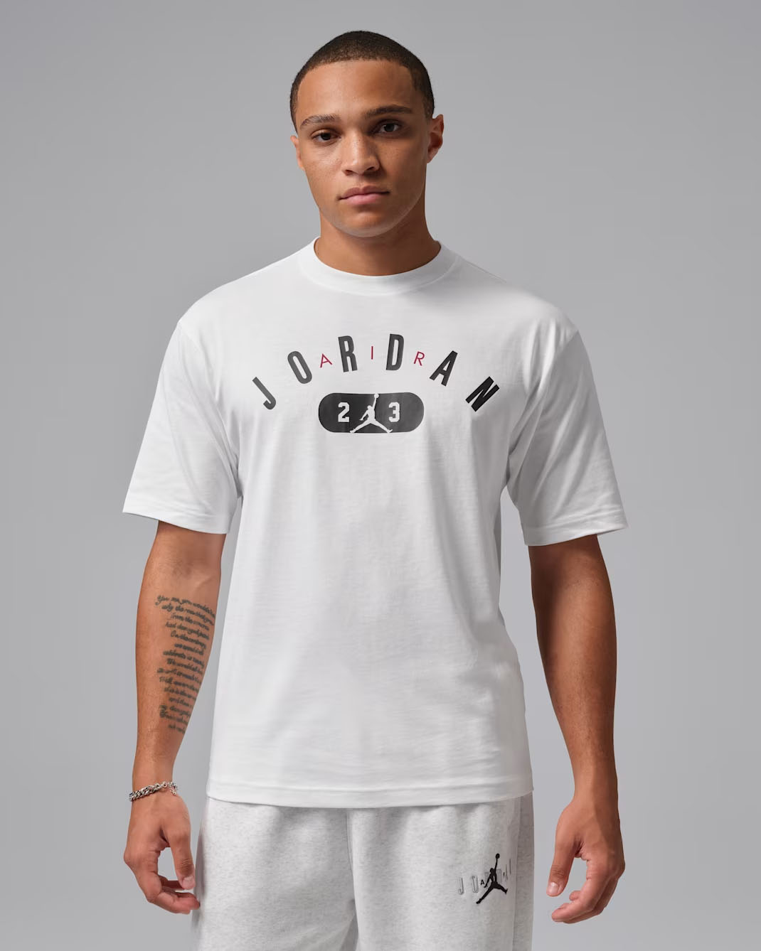 Jordan Men's Graphic T-Shirt White Black Gym Red 1