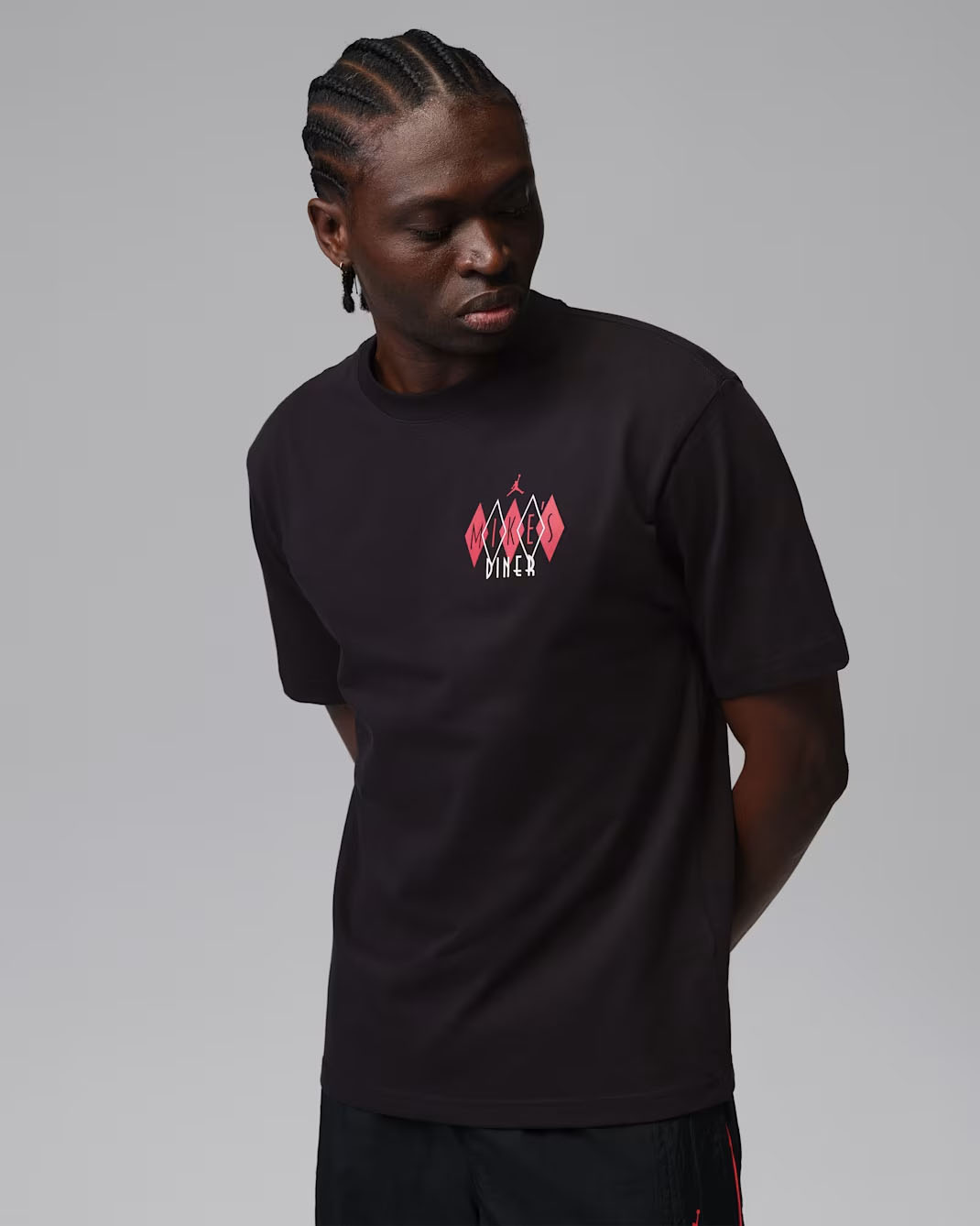 Jordan Mike's Diner Men's Graphic T-Shirt Black White University Red 1