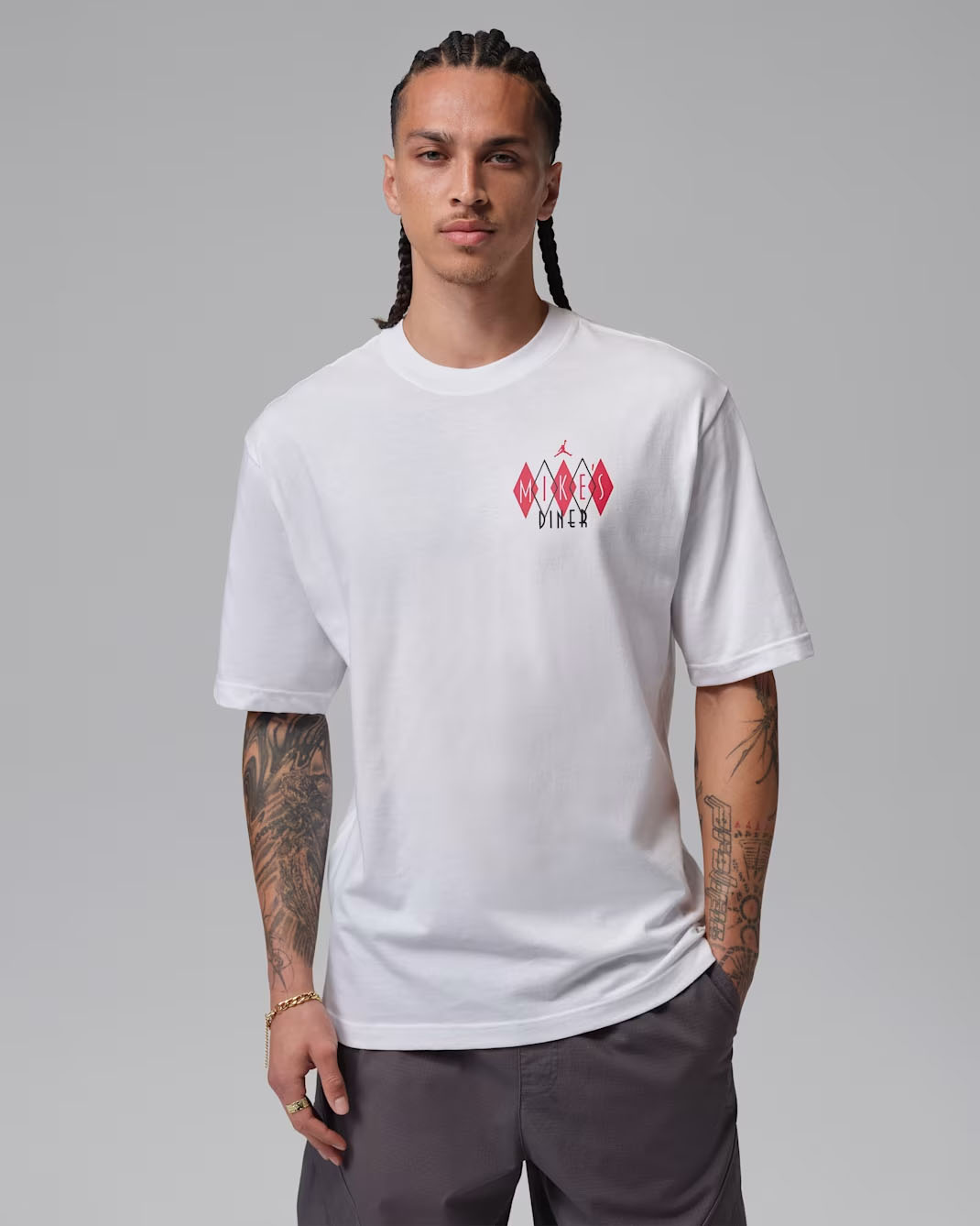 Jordan Mike's Diner Men's Graphic T-Shirt White Black University Red 1