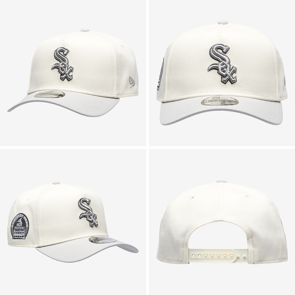 New-Era-Chicago-White-Sox-9FORTY-A-Frame-Metallic-Hat-Snapback-Cap-Chrome-Silver