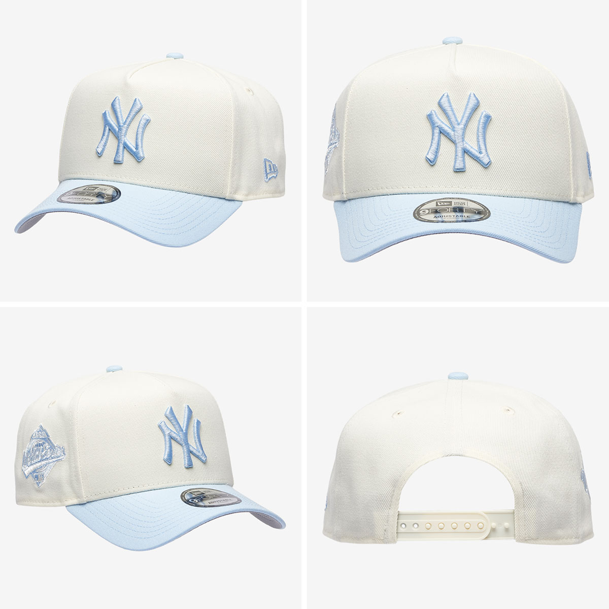 New York Yankees New Era 9FORTY A Frame Snapback Hat Chrome Light Blue