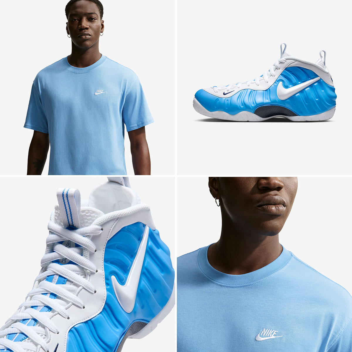 Nike Air Foamposite Pro University Blue 2026 x Nike Club Mens T Shirt to Match Sneakers