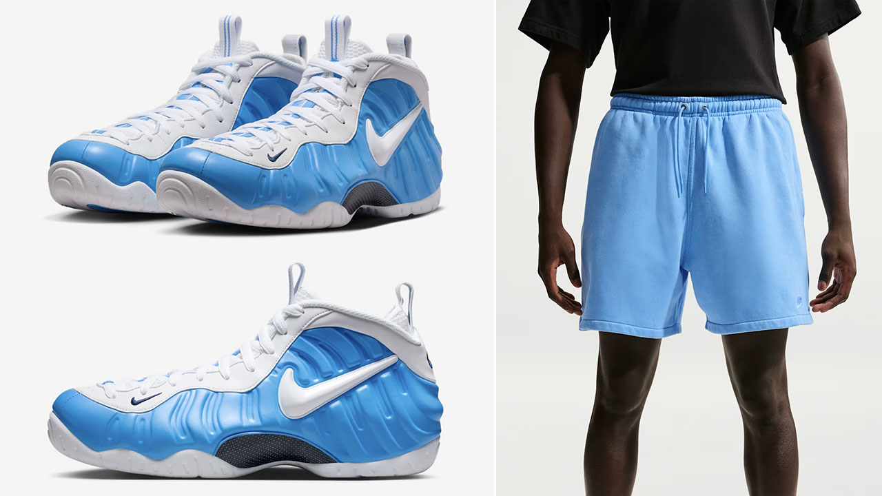 Nike Air Foamposite Pro University Blue x Nike Club Mens Fleece Shorts