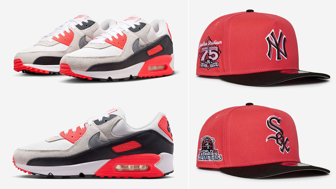 Nike Air Max 90 Infrared 2026 New Era MLB A Frame 9FIFTY Snapback Hats to Match Sneakers