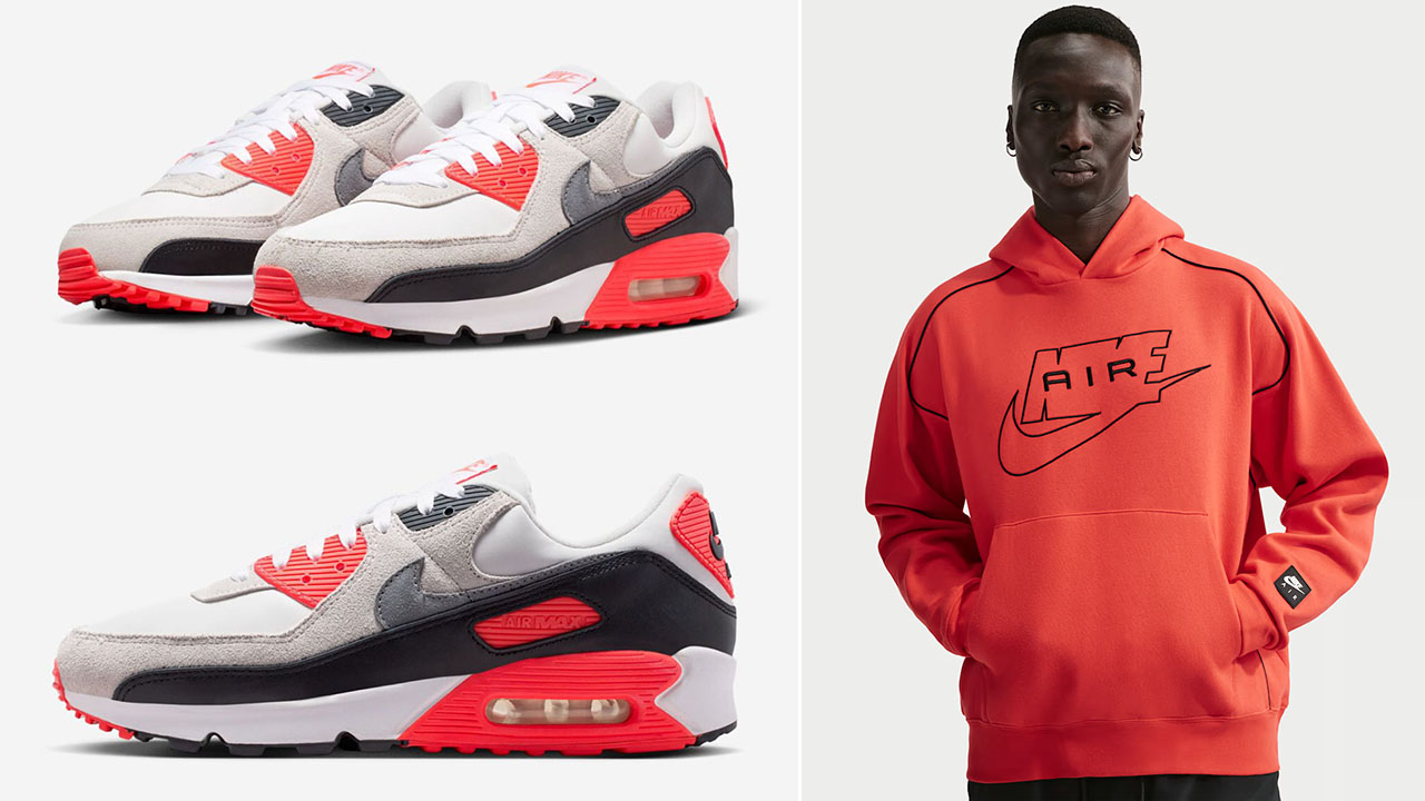 Nike Air Max 90 Infrared 2026 x Nike Air Men's Fleece Pullover Hoodie to Match Sneakers