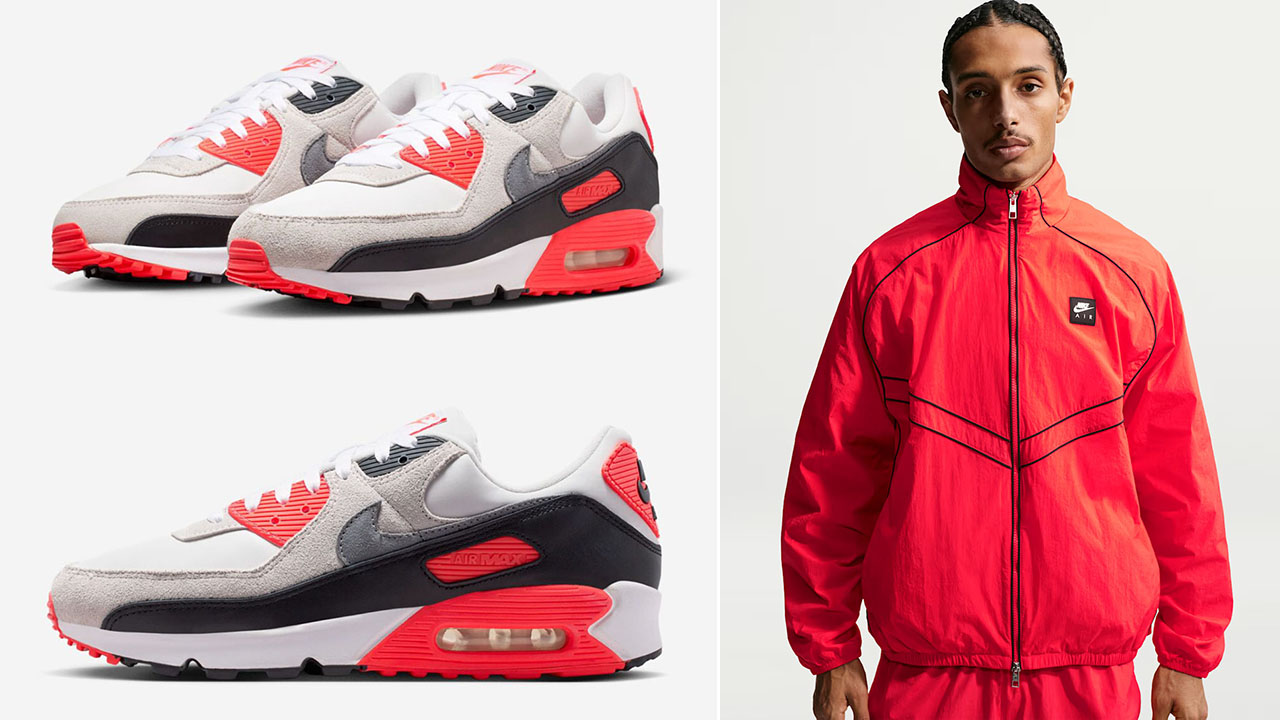Nike Air Max 90 Infrared 2026 x Nike Air Men's Windrunner Track Jacket to Match Sneakers