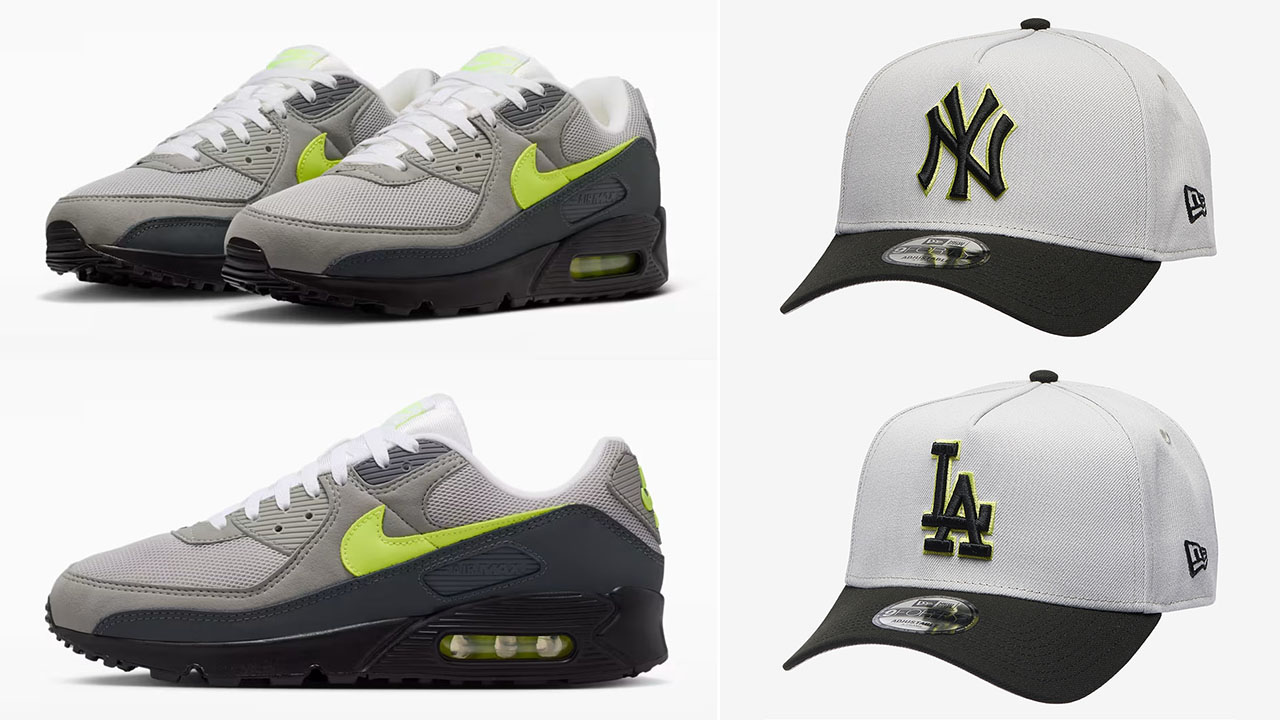 Nike Air Max 90 Neon x New Era 9Forty Neon A Frame Snapback Hats