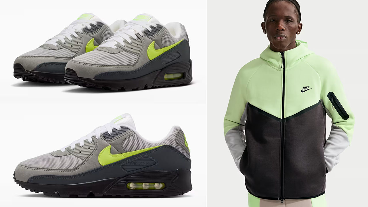 Nike Air Max 90 Neon x Nike Tech Fleece Hoodie Pants