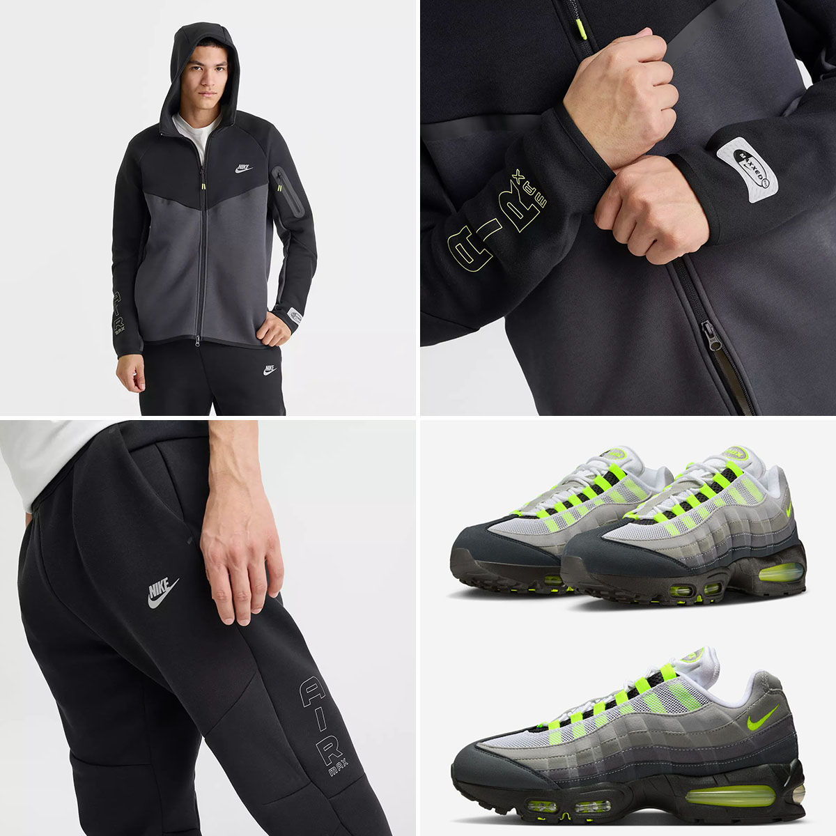 Nike Air Max 95 OG Neon 2026 x Nike Tech Fleece Hoodie and Jogger Pants Outfit