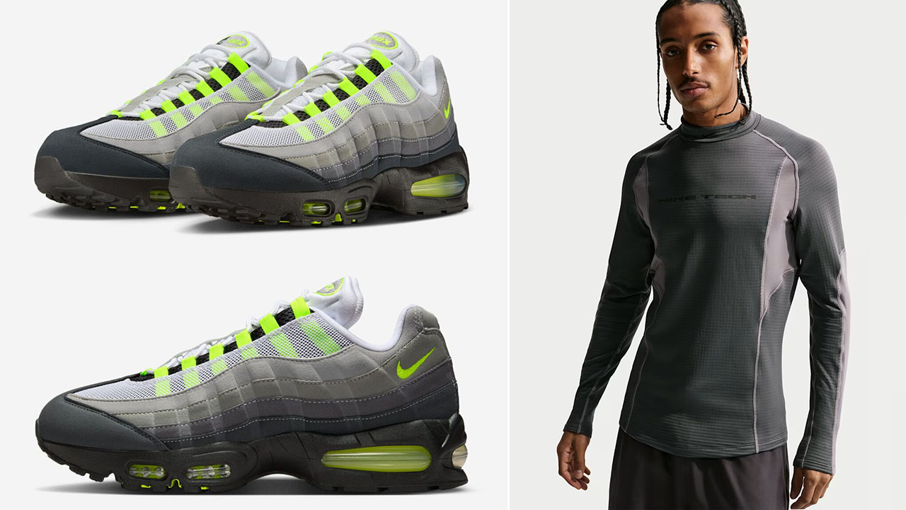 Nike Air Max 95 OG Neon 2026 x Nike Tech Men's Base Layer Long Sleeve Top Iron Grey