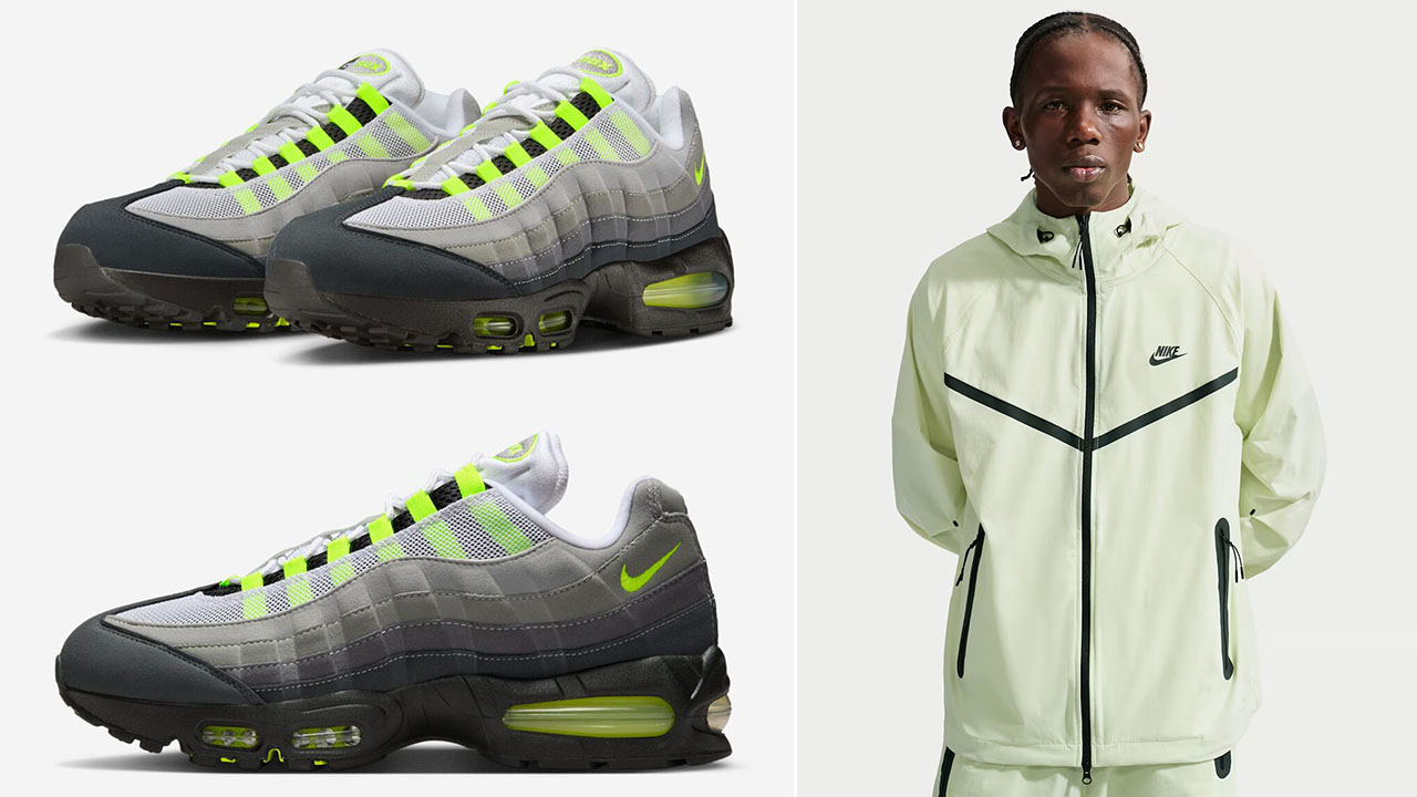 Nike Air Max 95 OG Neon Big Bubble 2026 x Nike Tech Men's Dri-FIT Woven Full-Zip Windrunner Jacket