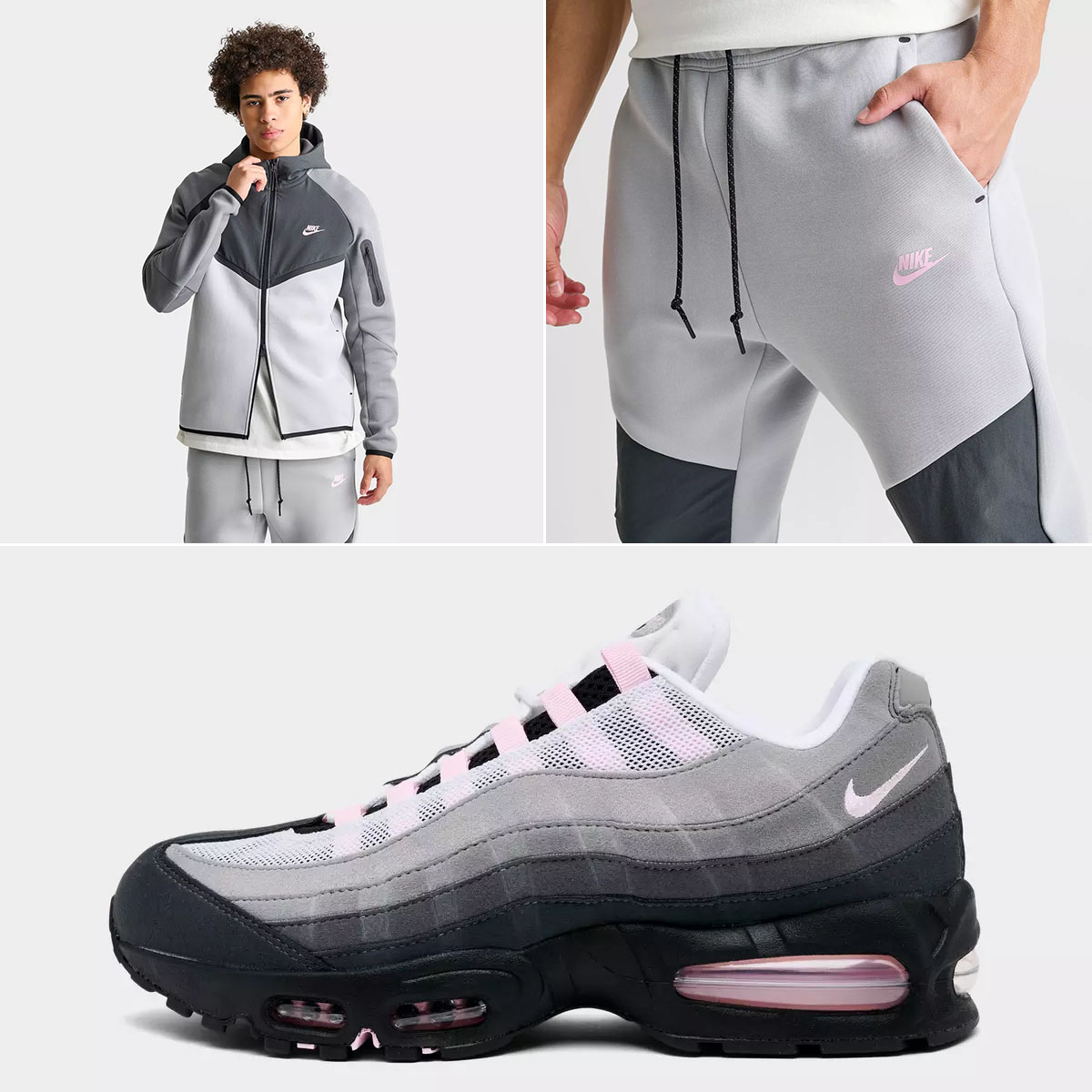 Nike Air Max 95 Pink Foam Big Bubble 2026 Mens Sneakers Tech Fleece Hoodie Jogger Pants Outfit