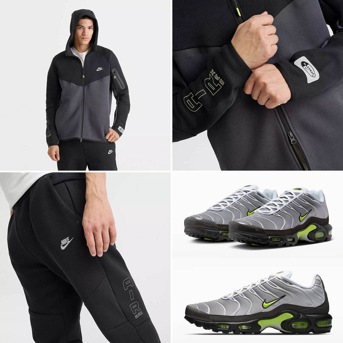 Nike Air Max Plus Neon 2026 x Nike Tech Fleece Hoodie and Jogger Pants Outfit