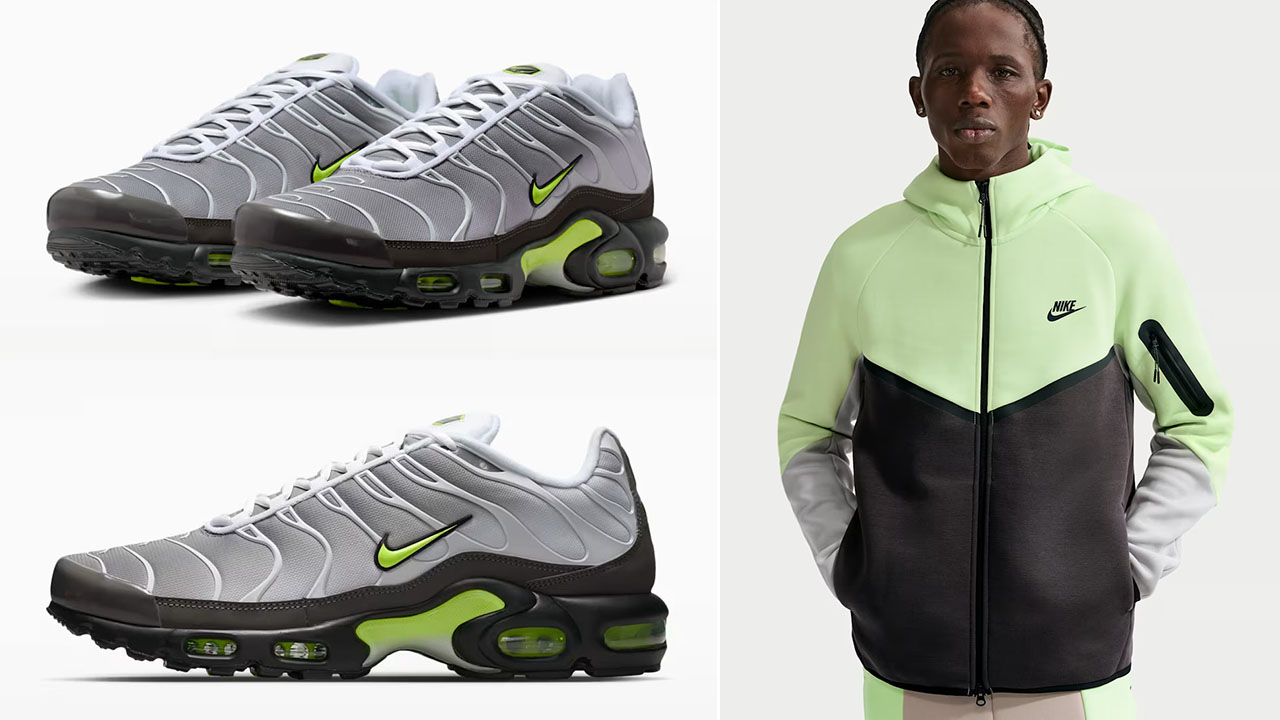 Nike Air Max Plus Neon Yellow x Nike Tech Fleece Hoodie Pants